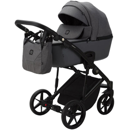 Детская коляска Mobi Lux 2 в 1 M-PS108 темно-серый, темно-серая кожа