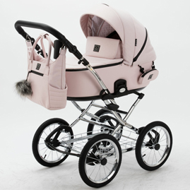 Детская коляска Adamex Porto Retro 2 в 1 PO-PS26 св.розовый, св.розовая кожа