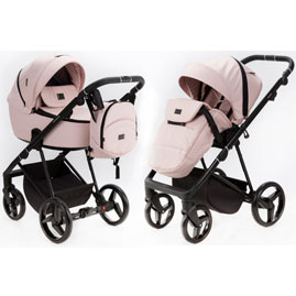 Детская коляска Adamex Blanc TIP 2 в 1 BL-PS142 св.розовый, кожа св.розовая