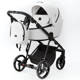 Детская коляска Adamex Blanc Deluxe 3 в 1 BL-SA1 кожа белая