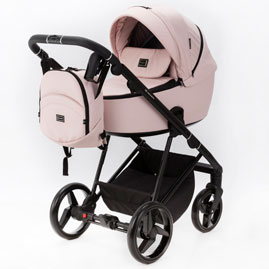 Детская коляска Adamex Blanc TIP 2 в 1 BL-PS142 св.розовый, кожа св.розовая