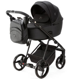 Детская коляска Adamex Blanc TIP 2 в 1 BL-PS84 черный, кожа черная