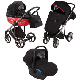 Детская коляска Adamex Chantal Special Edition 3 в 1 C3 черный красный