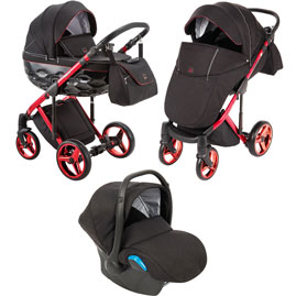 Детская коляска Adamex Chantal Special Edition 3 в 1 C9 черный красный