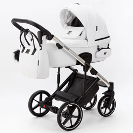 Детская коляска Adamex Lumi Special Edition Deluxe 3 в 1 L-SA501 кожа белая