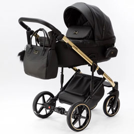 Детская коляска Adamex Lumi Special Edition Deluxe 2 в 1 L-SA503 кожа черная