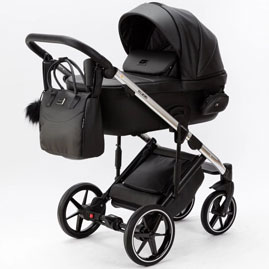 Детская коляска Adamex Lumi Special Edition Deluxe 3 в 1 L-SA504 кожа черная