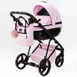 Детская коляска Adamex Quantum Deluxe 2 в 1 Q-SA16 кожа розовый зефир