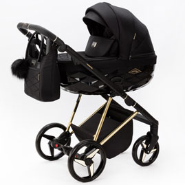 Детская коляска Adamex Quantum Special Edition 2 в 1 Q-TK617 черный, золотая рама